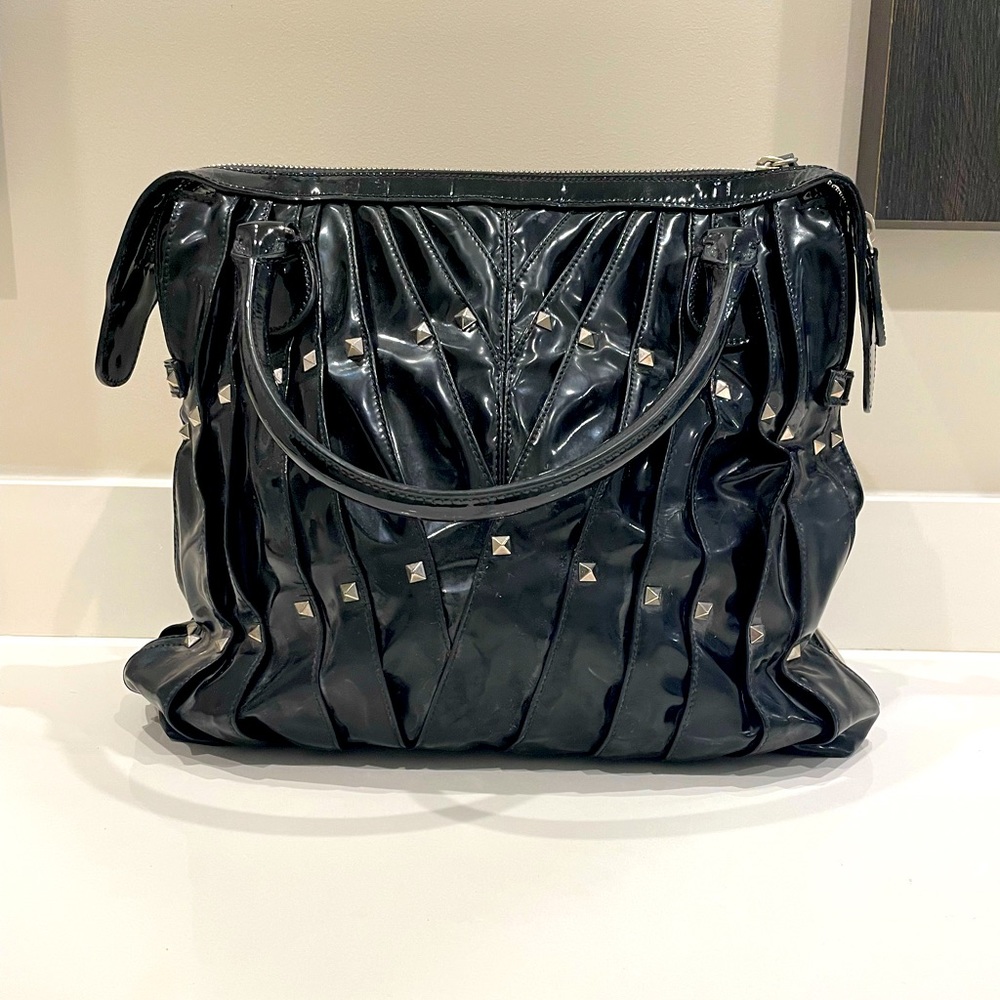 Valentino Rockstud Black patent satchel